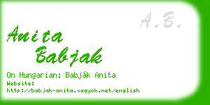 anita babjak business card